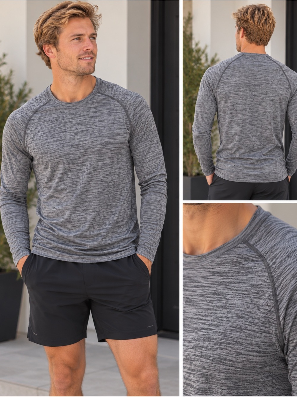 lululemon athletica Men's Metal Vent Long-Sleeve Heathered Gray Performance Tee